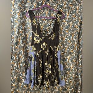 Free People Floral Sleeveless Dress with V-Neck
